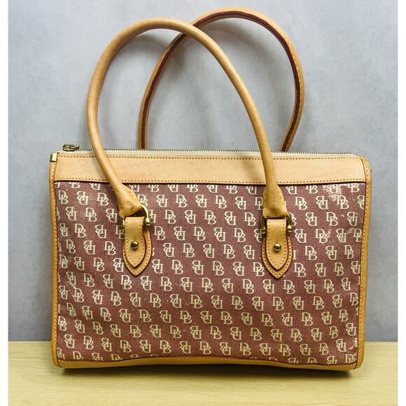 Dooney & Bourke Wayfarer Pink Tan Canvas Monogram Crossbody Bag Satchel - Picture 3 of 16